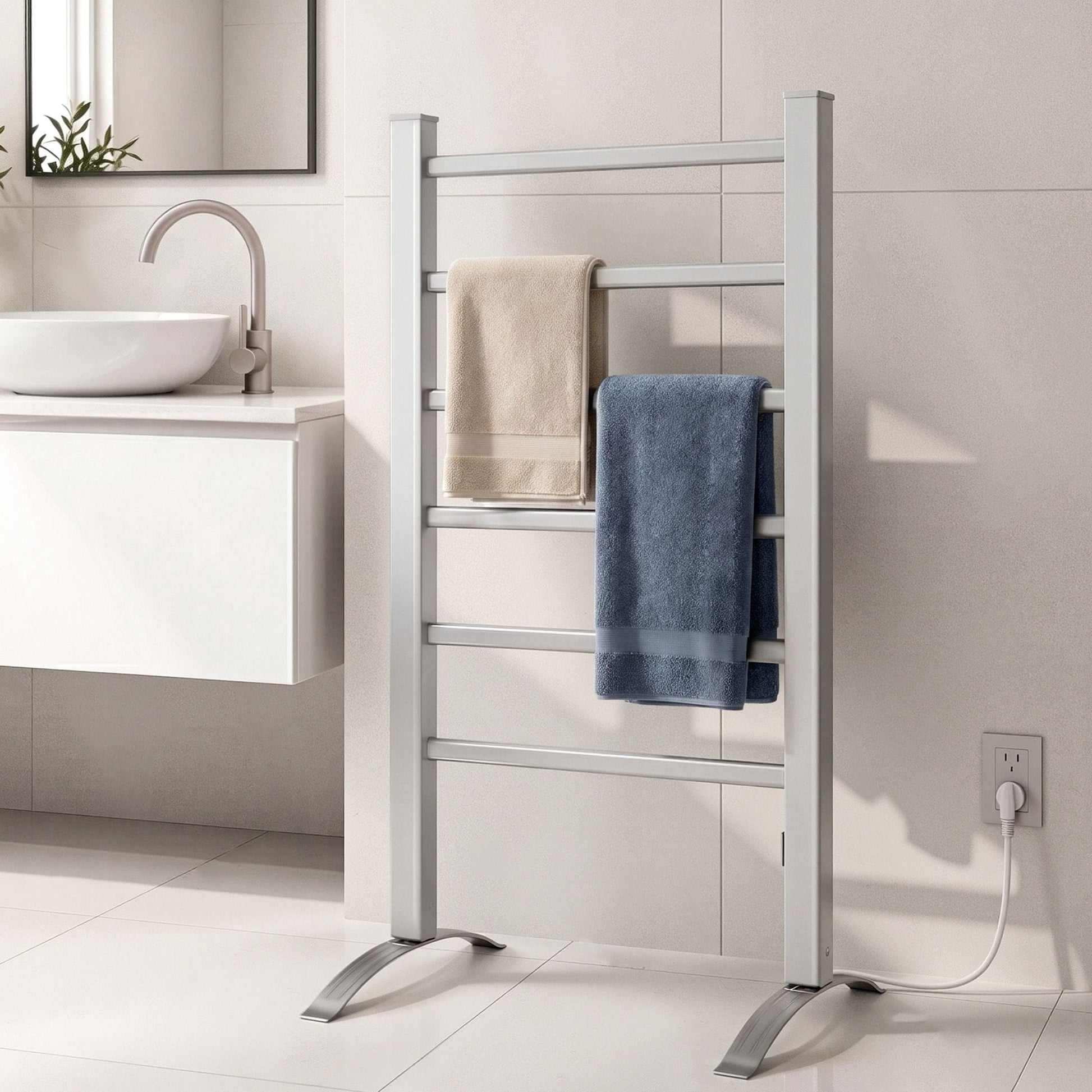 Devanti Home & Garden > Laundry & Cleaning > Drying Racks & Hangers Devanti Electric Heated Towel Rail Rack 6 Bars Freestanding Clothes Dry Warmer