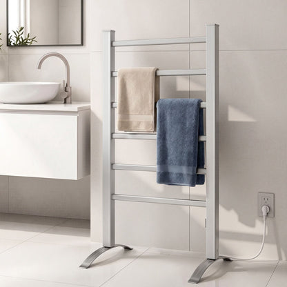 Devanti Home & Garden > Laundry & Cleaning > Drying Racks & Hangers Devanti Electric Heated Towel Rail Rack 6 Bars Freestanding Clothes Dry Warmer