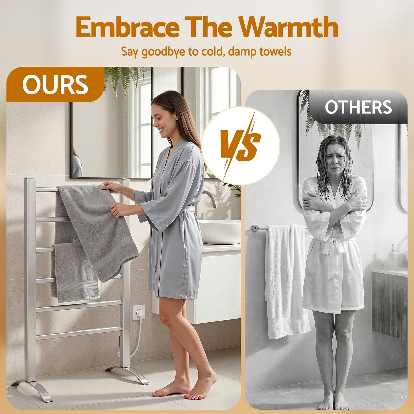 Devanti Home & Garden > Laundry & Cleaning > Drying Racks & Hangers Devanti Electric Heated Towel Rail Rack 6 Bars Freestanding Clothes Dry Warmer