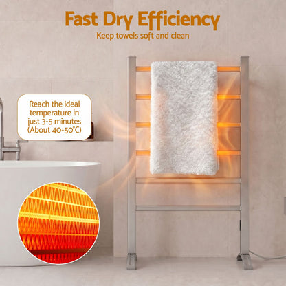 Devanti Home & Garden > Laundry & Cleaning > Drying Racks & Hangers Devanti Electric Heated Towel Rail Rack 6 Bars with Timer Clothes Dry Warmer
