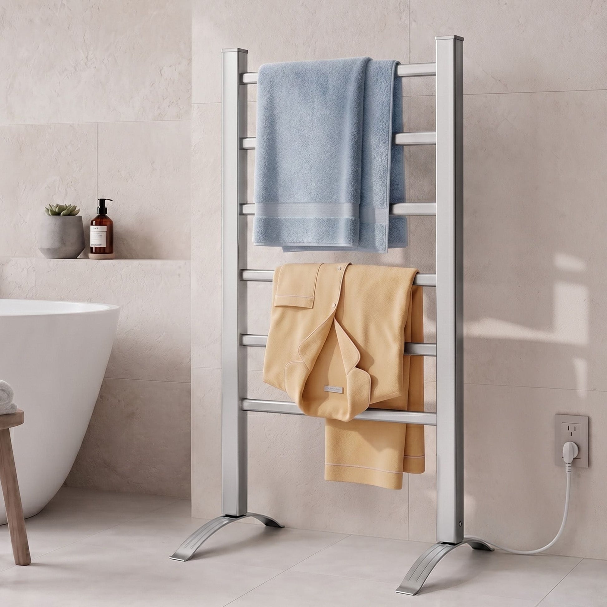 Devanti Home & Garden > Laundry & Cleaning > Drying Racks & Hangers Devanti Electric Heated Towel Rail Rack 6 Bars with Timer Clothes Dry Warmer