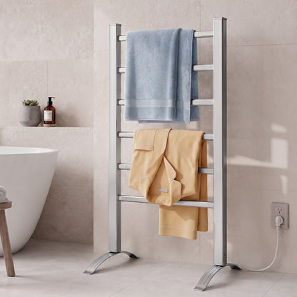 Devanti Home & Garden > Laundry & Cleaning > Drying Racks & Hangers Devanti Electric Heated Towel Rail Rack 6 Bars with Timer Clothes Dry Warmer