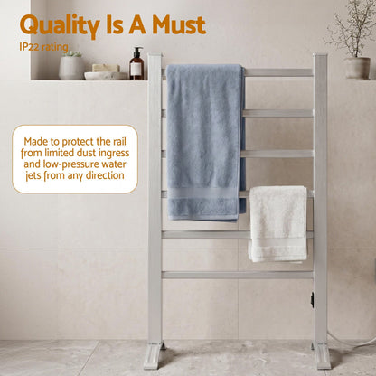 Devanti Home & Garden > Laundry & Cleaning > Drying Racks & Hangers Devanti Electric Heated Towel Rail Rack 6 Bars with Timer Clothes Dry Warmer