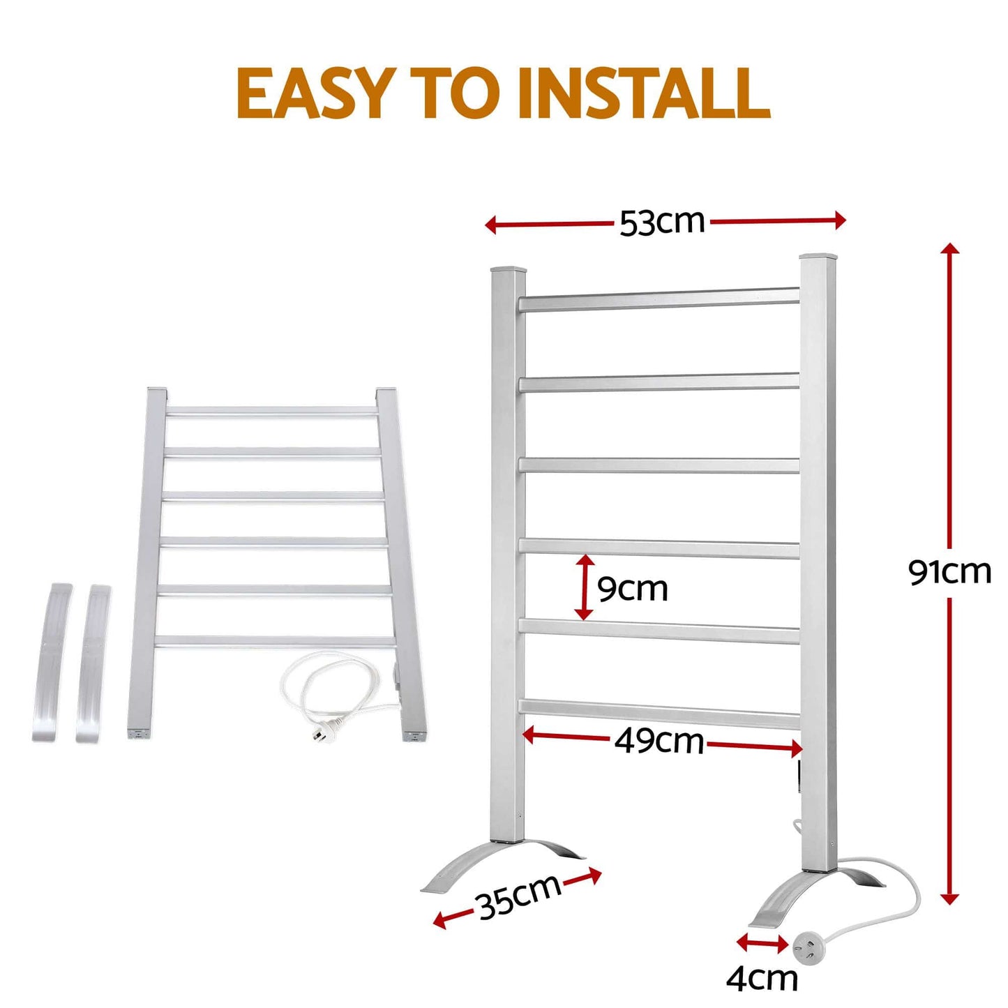 Devanti Home & Garden > Laundry & Cleaning > Drying Racks & Hangers Devanti Electric Heated Towel Rail Rack 6 Bars with Timer Clothes Dry Warmer
