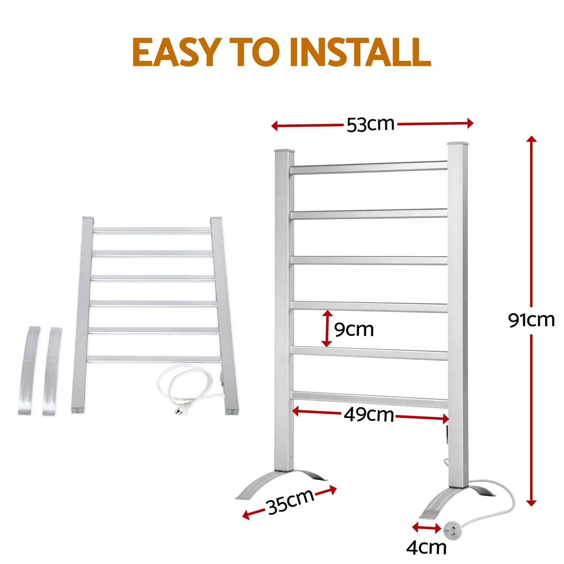 Devanti Home & Garden > Laundry & Cleaning > Drying Racks & Hangers Devanti Electric Heated Towel Rail Rack 6 Bars with Timer Clothes Dry Warmer