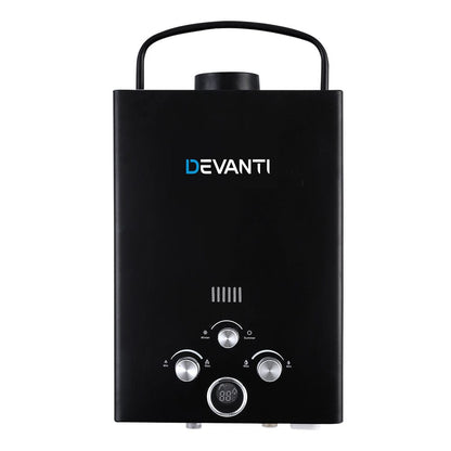 Devanti Outdoor Recreation > Camping > Camping Appliances Devanti Portable Gas Water Heater 8L/Min With Pump LPG System Black