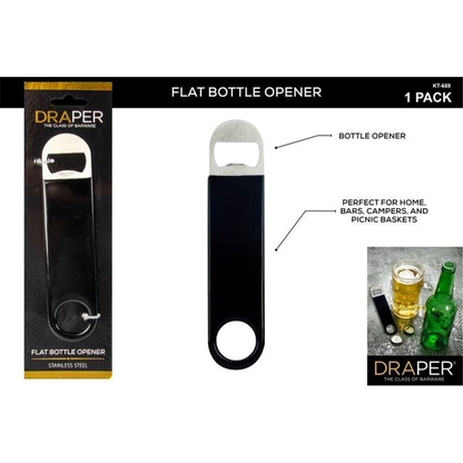 Draper Black Bottle Opener Key Ring Chain Metal Beer Bar Tool Coldie