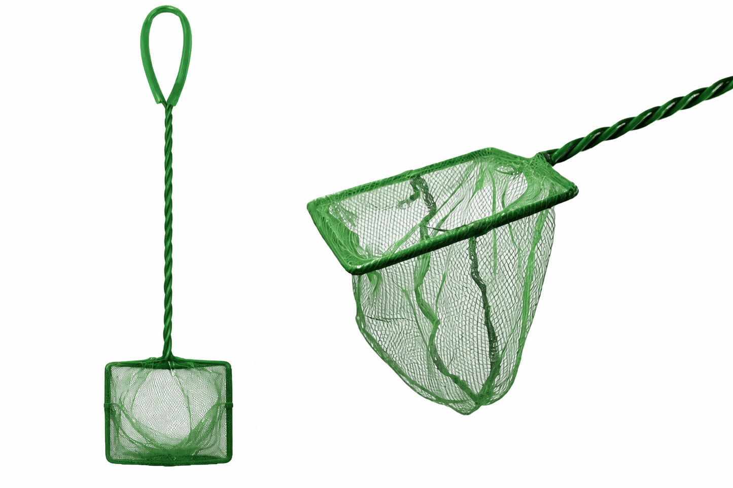 Dudley's World of Pets Fishing Net 34.5cm Green Fishing Net Handheld Wand Aquarium Cleaning Tank Fish Catch Tools