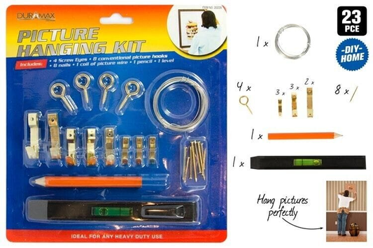Duramax 23PCS Picture Hanging Kit Photo Frame Hanging Set Wall Screws Nail Tools DIY Set