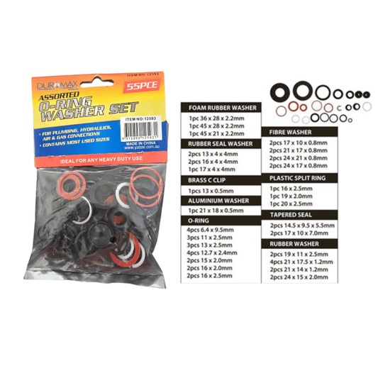 Duramax 55Pcs Metric O Ring Nitrile Rubber Sizes NBR O-Rings Air Seal Assorted Sizes