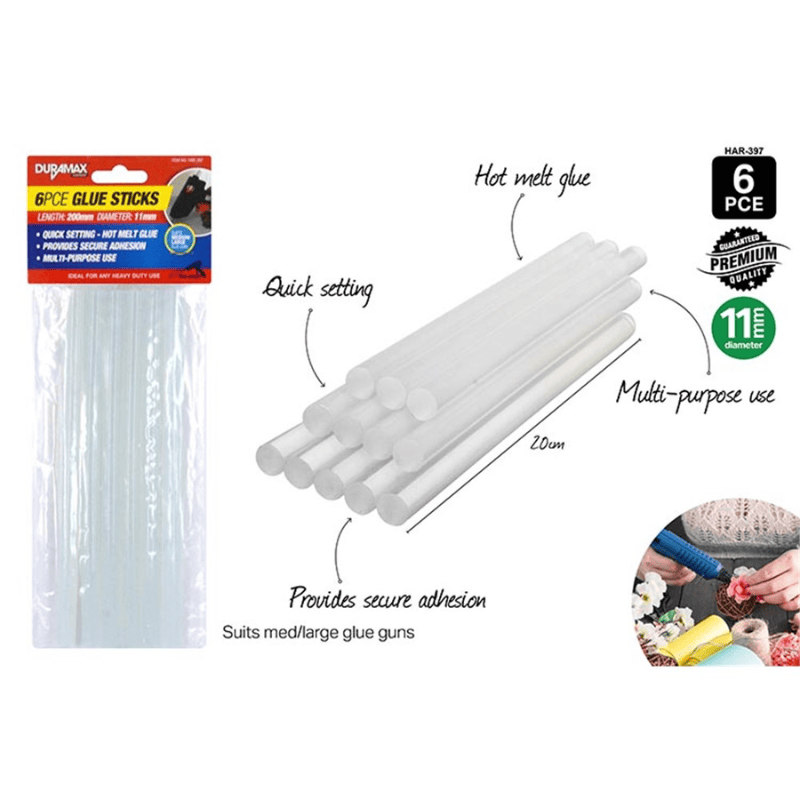 Duramax 6 Hot Melt Glue Clear Sticks Adhesive Craft Stick Glue Gun 11mm 200mm