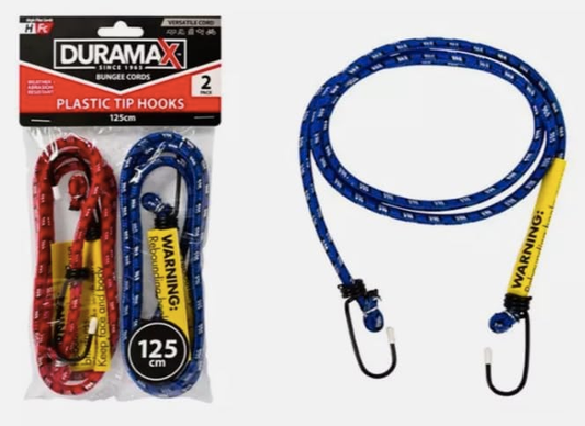 Duramax Bungee Cords 2X Bungee Cord Straps Rubber Coated Tie Down Metal Hooks Trailer Heavy Duty