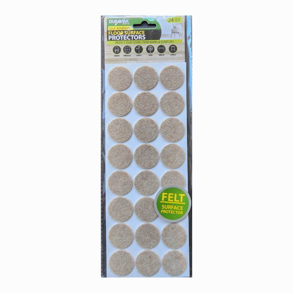 Duramax Felt Beige 24x Floor Protector with Self Adhesive Round Felt Pads Stoppers Chairs 30mm
