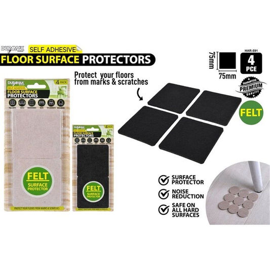 Duramax Felt Beige 4x Floor Protector with Self Adhesive Round Felt Pads Stoppers Chairs Sofa 75mm