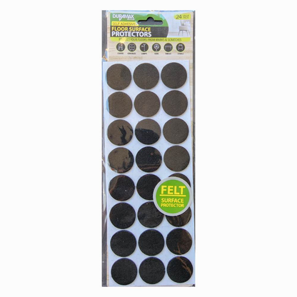 Duramax Felt Black 24x Floor Protector with Self Adhesive Round Felt Pads Stoppers Chairs 30mm