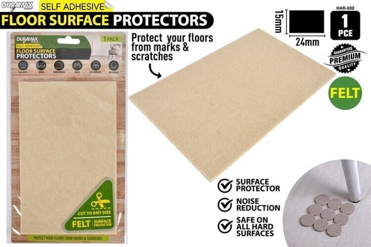 Duramax Floor Protector with Self Adhesive Felt Pads Stoppers Chairs Cut To Size Beds