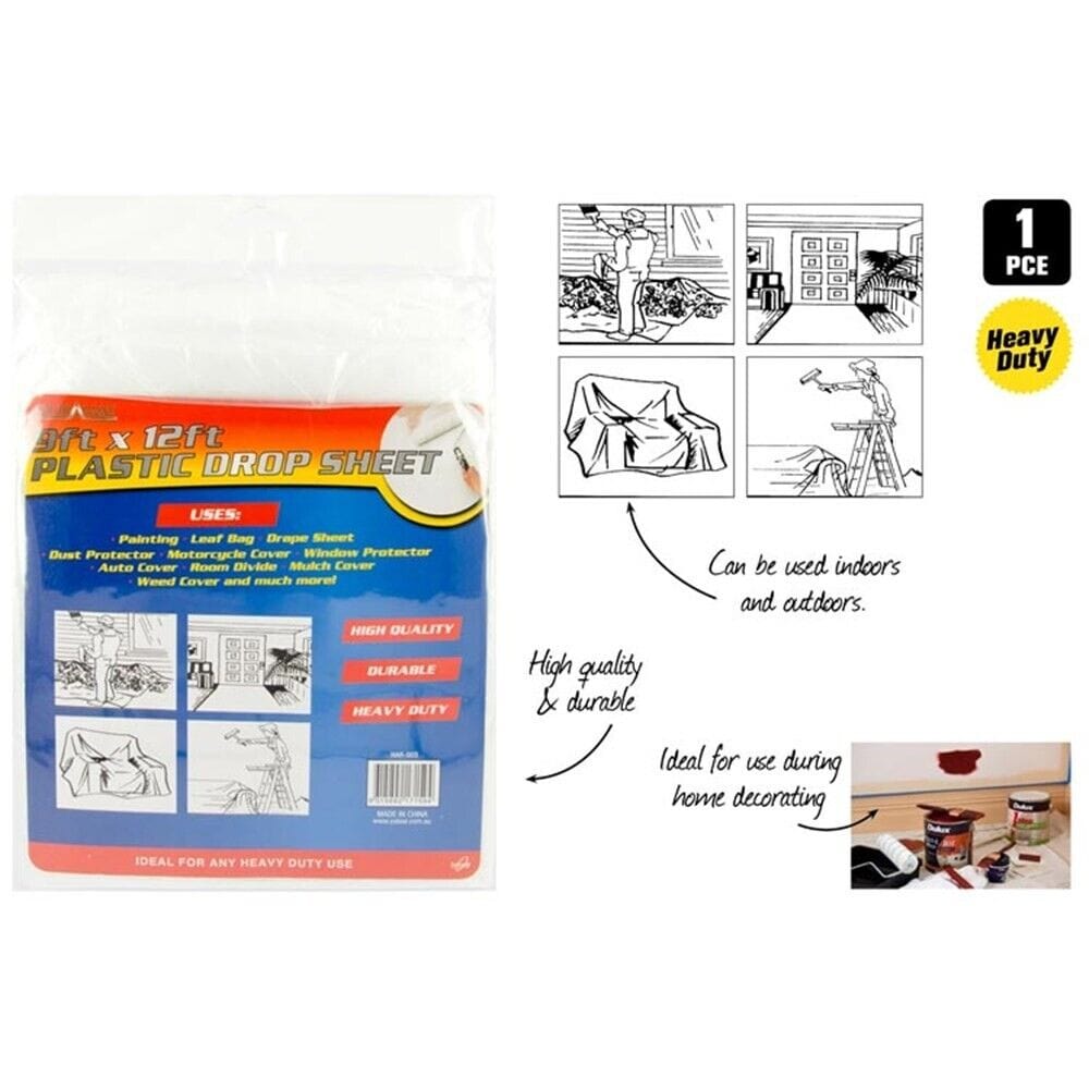 Duramax Paint Drop Cloth Clear Plastic Protection Sheets Disposable Drop Painting Paint Cloth Cover