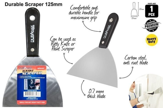 DuraMax Scraper Putty Knife Steel Spatula Wall Scraper Paint Clean Blade Tool 125mm