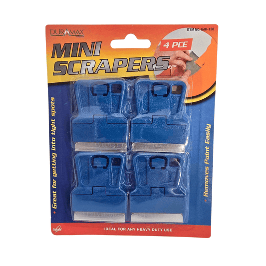 DuraMax Scrapper 4pce Blue Mini Scrapers Steel Paint Clean Remover Blade Tool