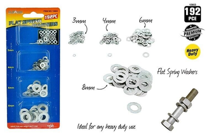 Duramax Washers 192pcs Flat Washer Washers Assortment Set Value Kit AU NEW 3mm 4mm 6mm 8mm