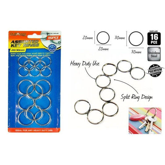 Durmax Card rings 16x Card Rings loose leaf Binder Ring Scrap booking Name Cards Scrapbooking