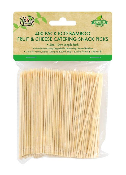 Durmaz 800x Bamboo Catering Snack Disposable Sticks Picks 10 CM Finger Food Fruit Party