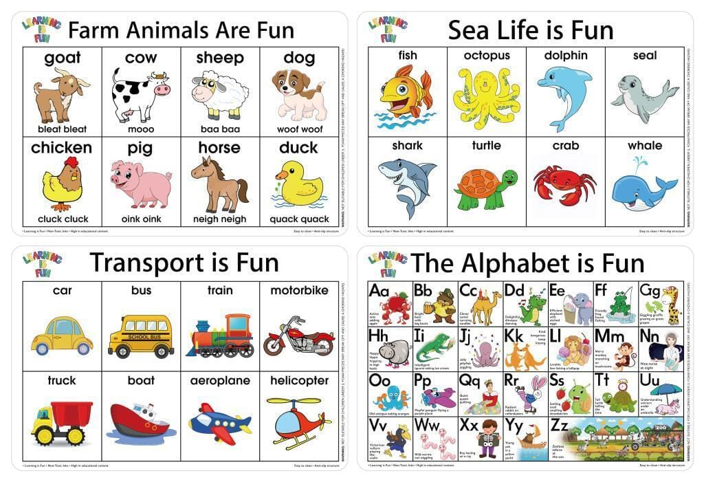 Durmaz Educational Placemats Teacher Resource Kids Maths Literacy Animals Sea Alphabet