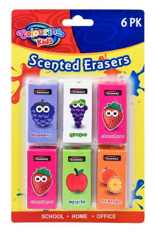 Durmaz Erasers 6 Scented Smelly Erasers Rubber Kids Party Favour Treat Loot Bag Birthday Eraser