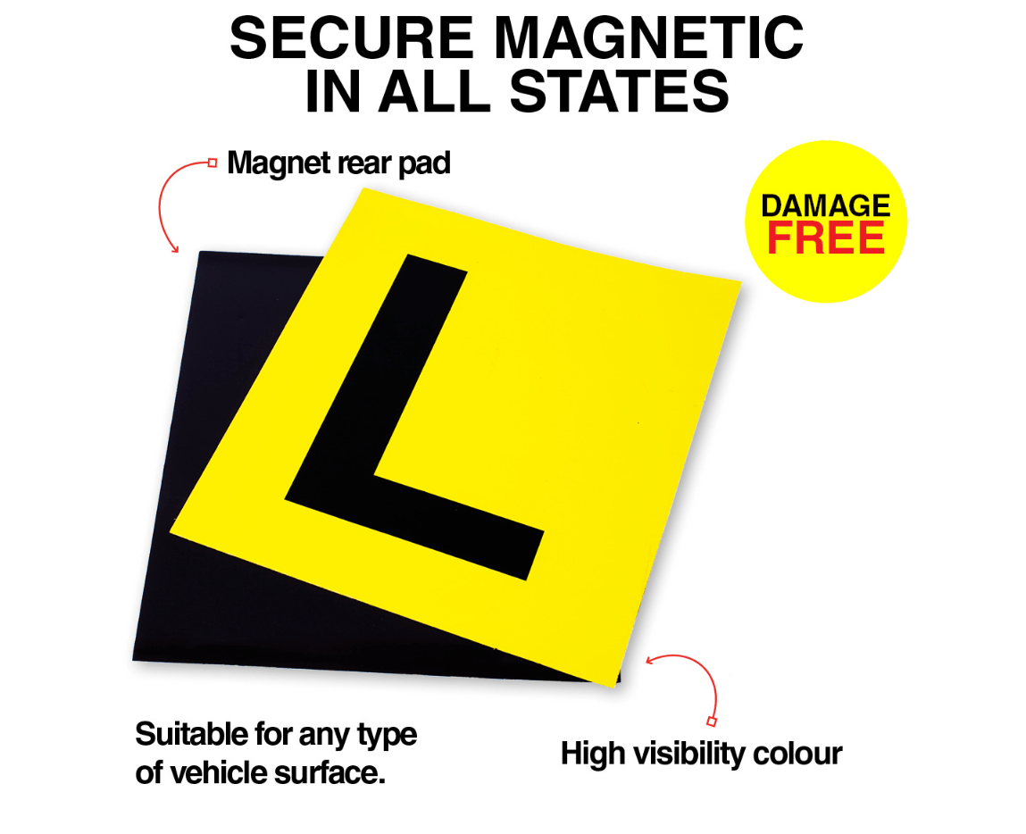 Durmaz L-plate sticker 2PK Magnetic Learner L Plates Plate Car License VIC WA QLD TAS (All Aus States)