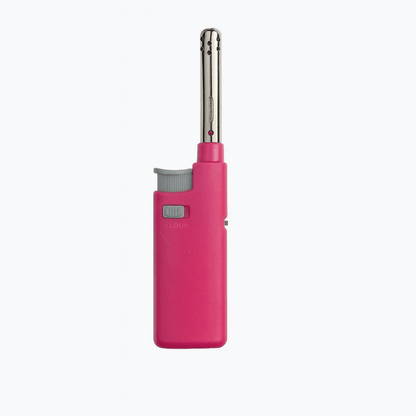Durmaz Lighter Pink Mini Ignition Gas Utility Lighter Adjustable Fire BBQ Kitchen Stove Butane Light