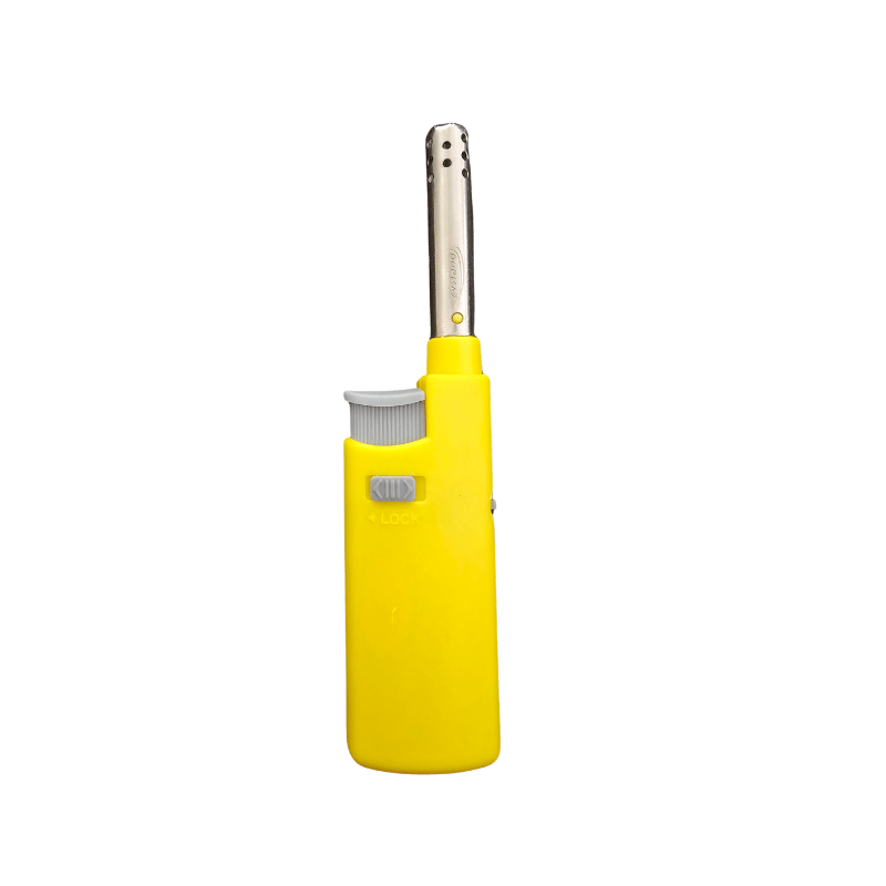 Durmaz Lighter Yellow Mini Ignition Gas Utility Lighter Adjustable Fire BBQ Kitchen Stove Butane Light