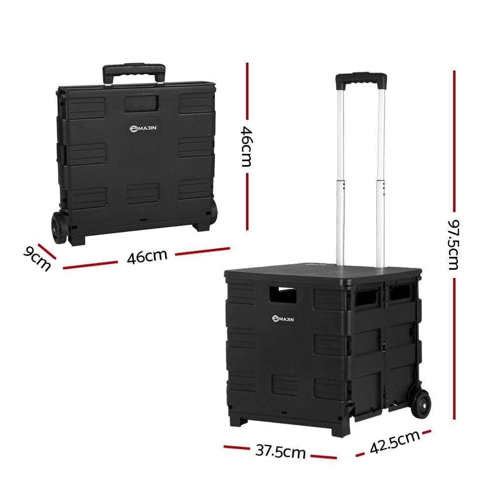 Emajin Furniture > Dining > Kitchen & Dining Trolleys Emajin Foldable Shopping Cart Trolley Grocery Basket Rolling Wheel Portable 35KG