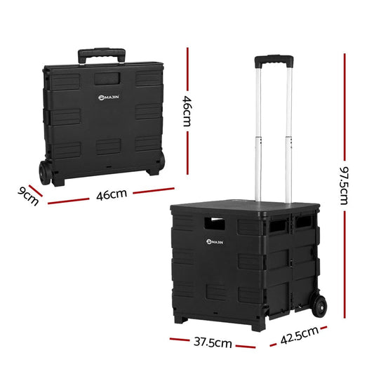 Emajin Furniture > Dining > Kitchen & Dining Trolleys Emajin Foldable Shopping Cart Trolley Grocery Basket Rolling Wheel Portable 35KG