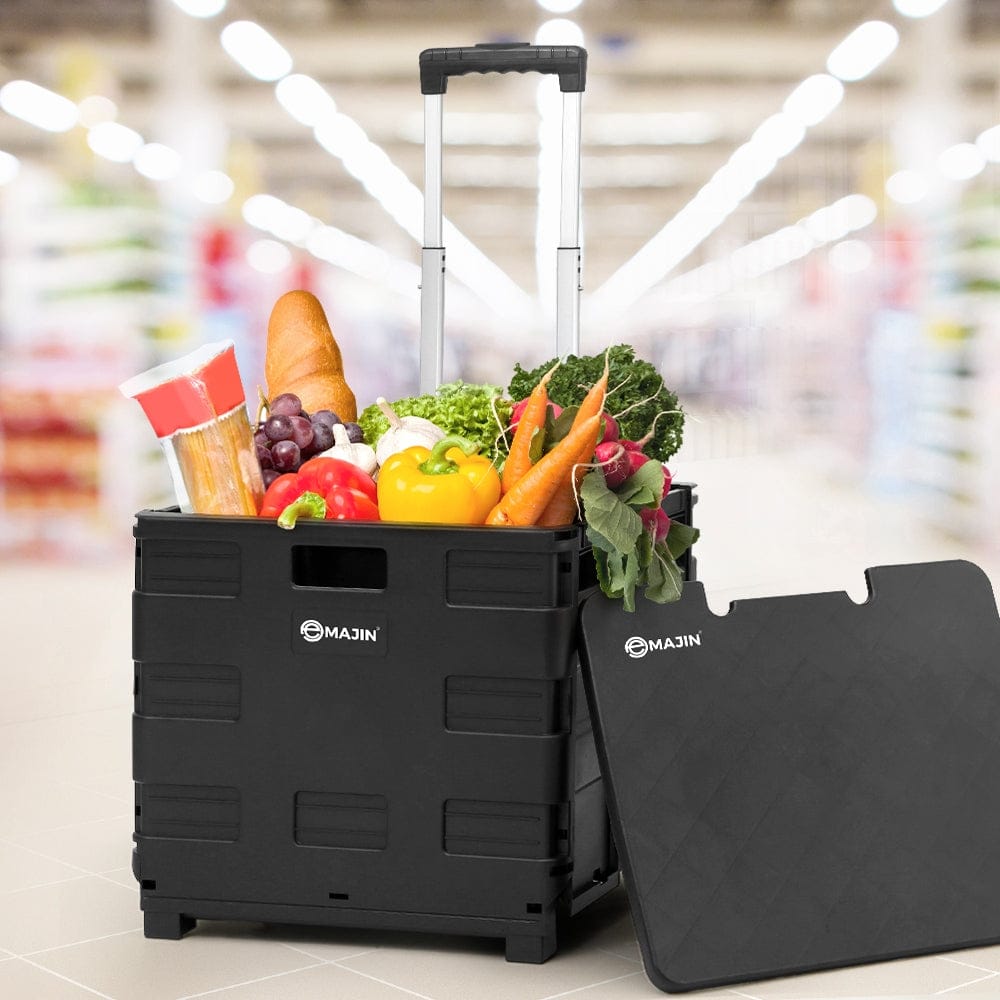 Emajin Furniture > Dining > Kitchen & Dining Trolleys Emajin Foldable Shopping Cart Trolley Grocery Basket Rolling Wheel Portable 35KG