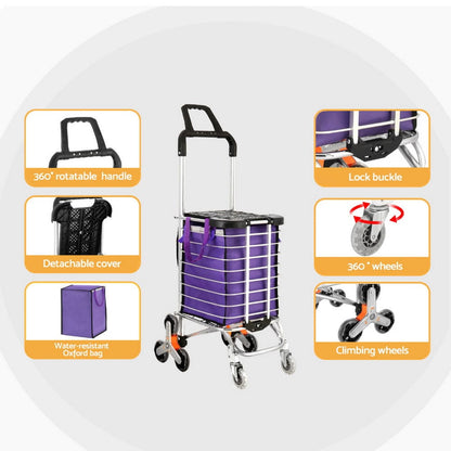 Emajin Furniture > Dining > Kitchen & Dining Trolleys Emajin Shopping Cart Trolley 35L Foldable Climbing Wheels