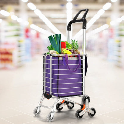 Emajin Furniture > Dining > Kitchen & Dining Trolleys Emajin Shopping Cart Trolley 35L Foldable Climbing Wheels