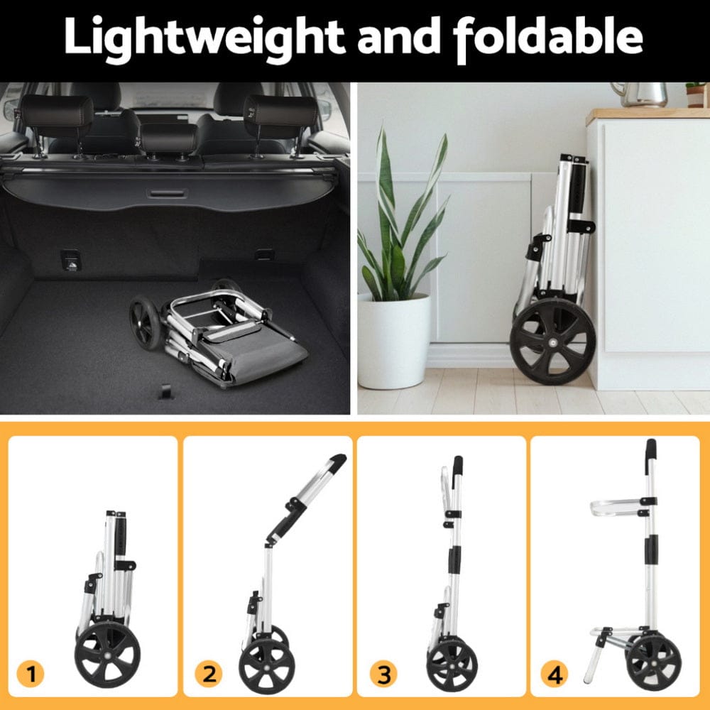Emajin Furniture > Dining > Kitchen & Dining Trolleys Emajin Shopping Trolley Cart 45KG Foldable Grey
