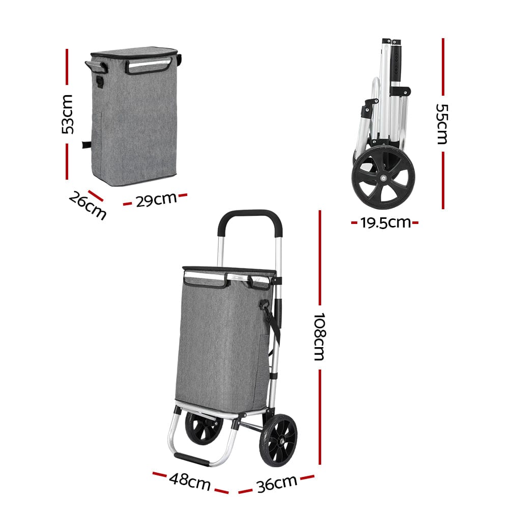 Emajin Furniture > Dining > Kitchen & Dining Trolleys Emajin Shopping Trolley Cart 45KG Foldable Grey