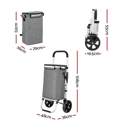 Emajin Furniture > Dining > Kitchen & Dining Trolleys Emajin Shopping Trolley Cart 45KG Foldable Grey