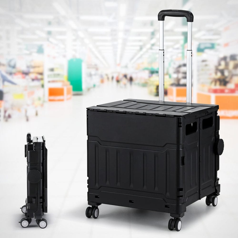 Emajin Furniture > Dining > Kitchen & Dining Trolleys Emajin Shopping Trolley Cart 75L Foldable Black