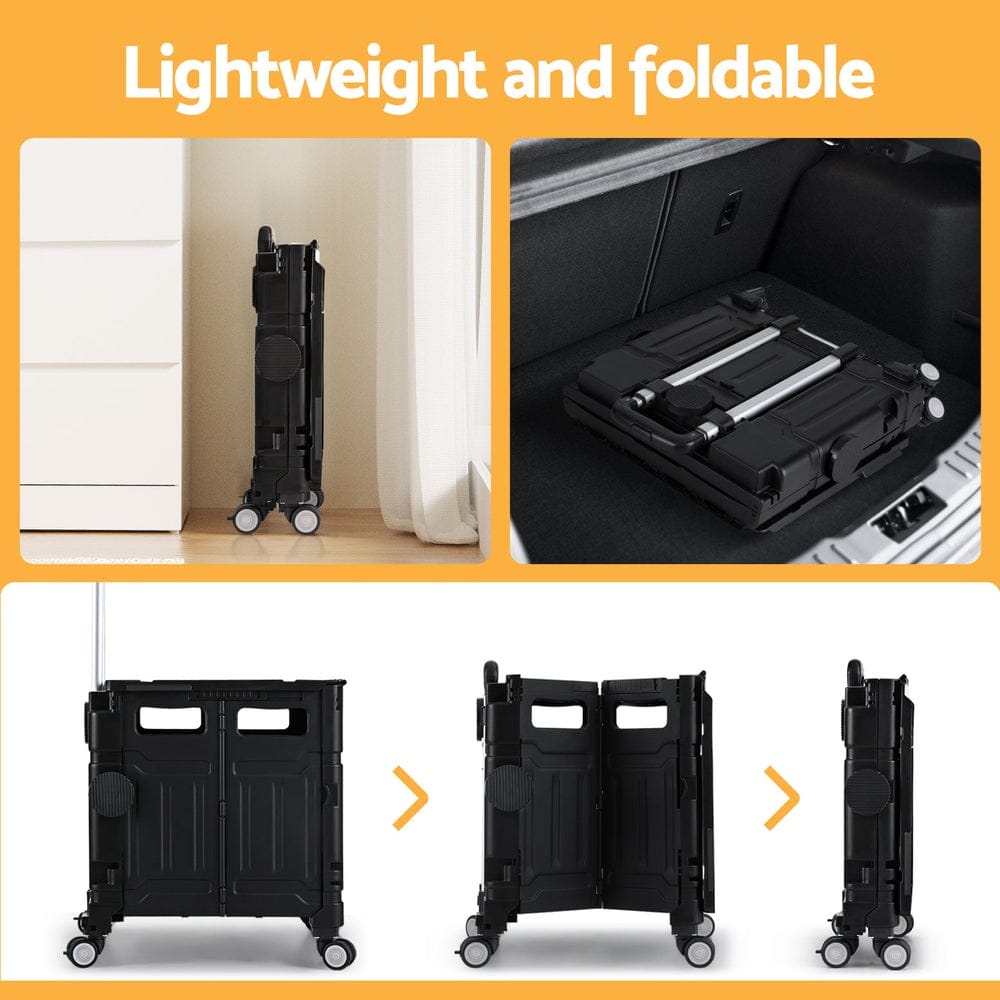 Emajin Furniture > Dining > Kitchen & Dining Trolleys Emajin Shopping Trolley Cart 75L Foldable Black