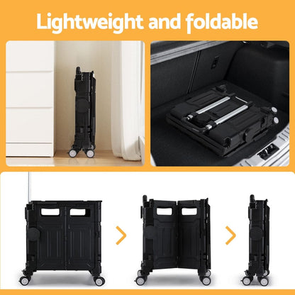 Emajin Furniture > Dining > Kitchen & Dining Trolleys Emajin Shopping Trolley Cart 75L Foldable Black
