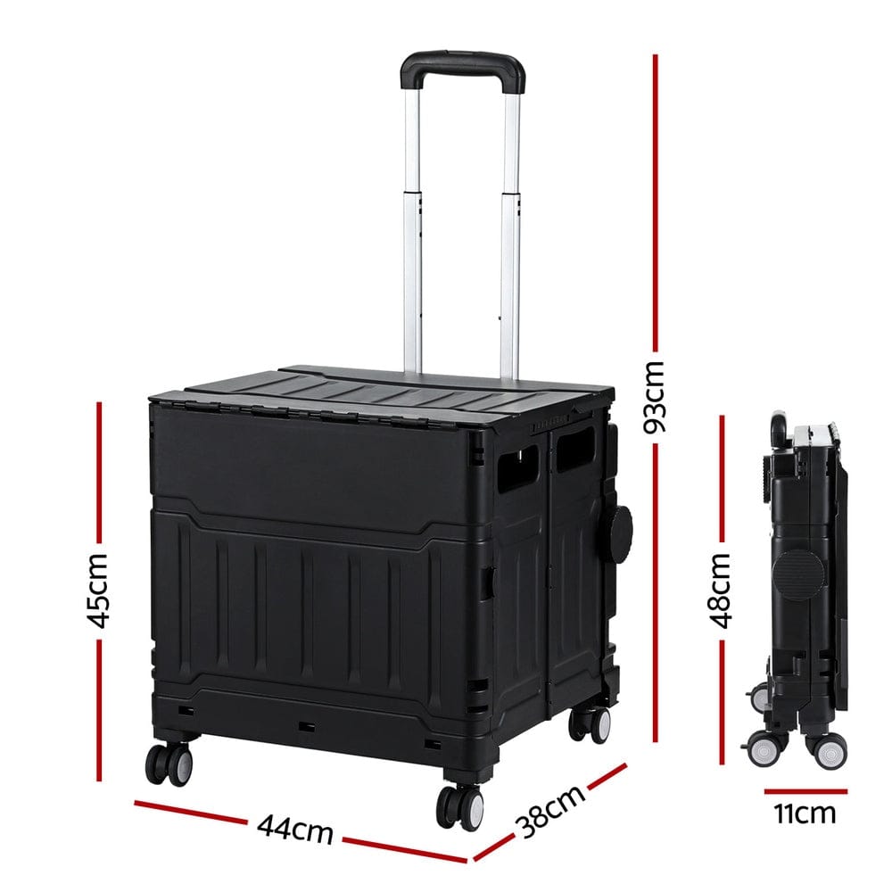 Emajin Furniture > Dining > Kitchen & Dining Trolleys Emajin Shopping Trolley Cart 75L Foldable Black