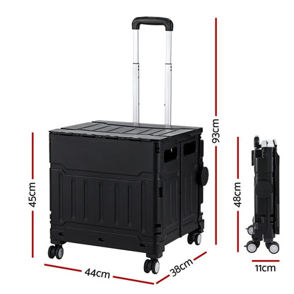 Emajin Furniture > Dining > Kitchen & Dining Trolleys Emajin Shopping Trolley Cart 75L Foldable Black