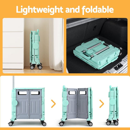 Emajin Furniture > Dining > Kitchen & Dining Trolleys Emajin Shopping Trolley Cart 75L Foldable Green