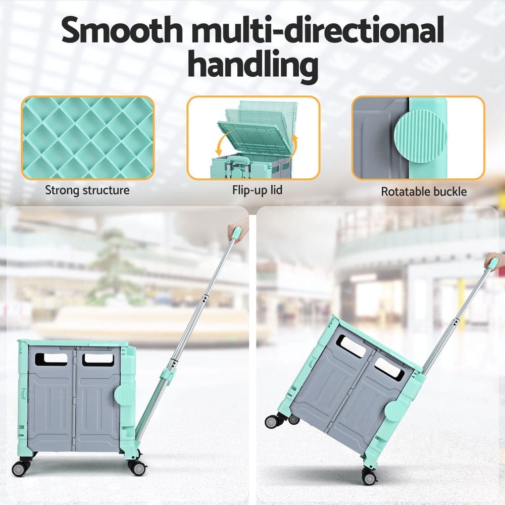 Emajin Furniture > Dining > Kitchen & Dining Trolleys Emajin Shopping Trolley Cart 75L Foldable Green