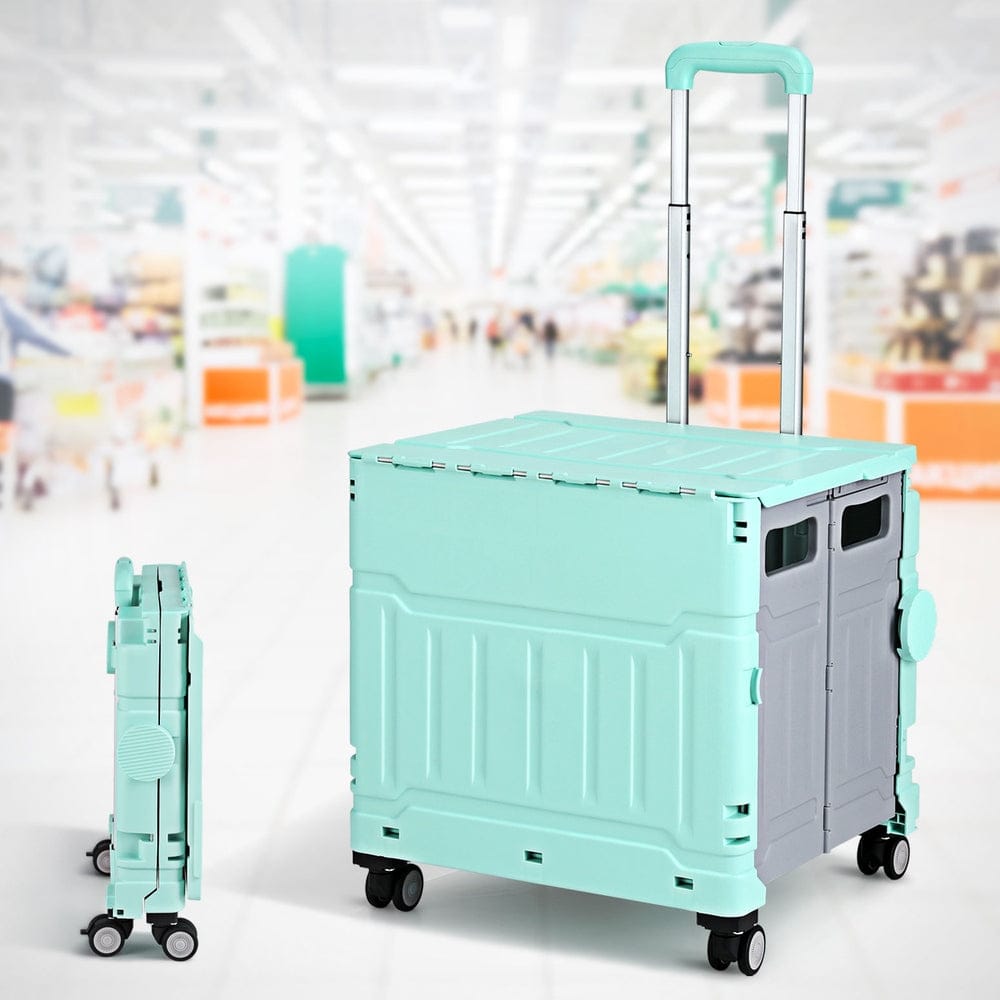 Emajin Furniture > Dining > Kitchen & Dining Trolleys Emajin Shopping Trolley Cart 75L Foldable Green