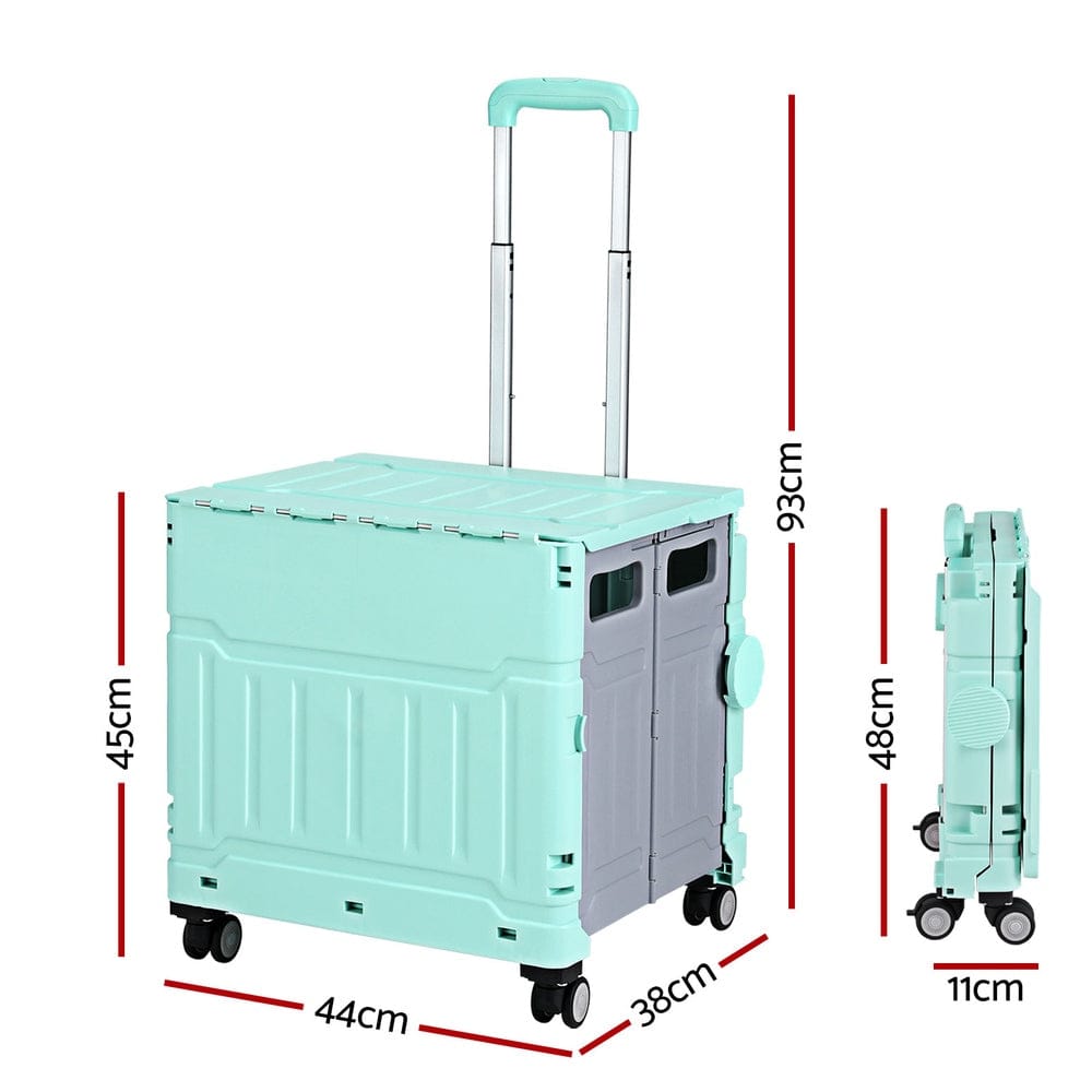 Emajin Furniture > Dining > Kitchen & Dining Trolleys Emajin Shopping Trolley Cart 75L Foldable Green