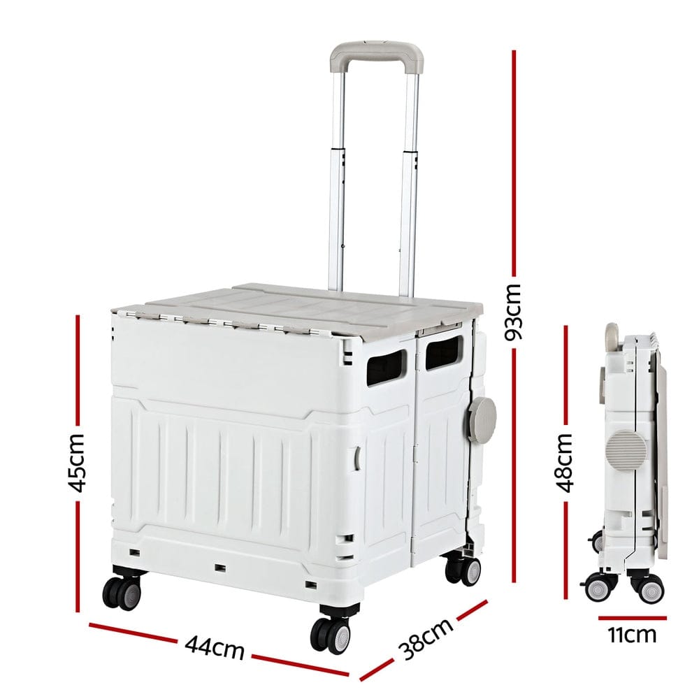 Emajin Furniture > Dining > Kitchen & Dining Trolleys Emajin Shopping Trolley Cart 75L Foldable White