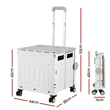 Emajin Furniture > Dining > Kitchen & Dining Trolleys Emajin Shopping Trolley Cart 75L Foldable White